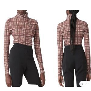 NWT Atoir 004 Top Long Sleeve Pink Check Mesh High Neck Size S / 8